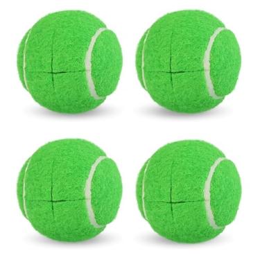 Imagem de 4 bolas de tênis pré-cortadas para andadores – Bolas deslizantes resistentes com almofadas de feltro para andadores e pernas de móveis, proteção de chão, decoração de festa com tema de tênis (verde)