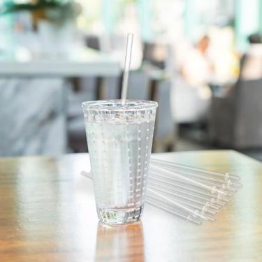 Imagem de Canudos transparentes de plástico rígido reutilizáveis, pacote com 12 canudos de 26,7 cm x 0,8 cm para copos Stanley, YETI, Starbucks de 473 g, 567 g, 850 g Stanley, YETI, Starbucks com escova de