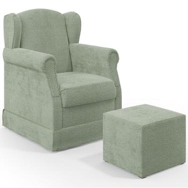 Imagem de Poltrona De Amamentação Com Balanço E Puff Elisa P02 Bouclê Oliva - Lyam Decor