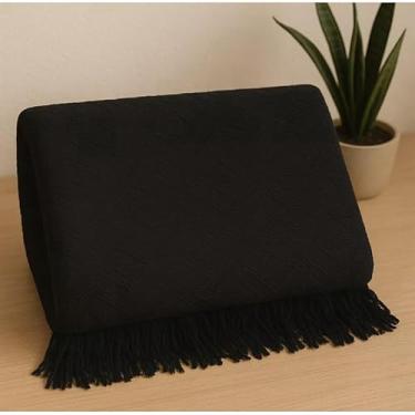 Imagem de Manta Para Sofá Gigante Luxo KING Manta Decorativa Premium 100% Algodão – Capa Protetora e Decorativa para Sofá Cama ou Sala (TAMBABA PRETA)