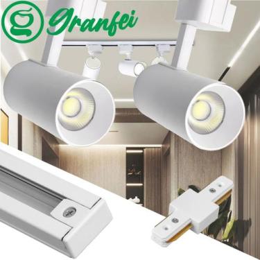 Imagem de Kit Spot Eletrificado 10W + Trilho Linear 1 Metro Led Branco Preto Bra