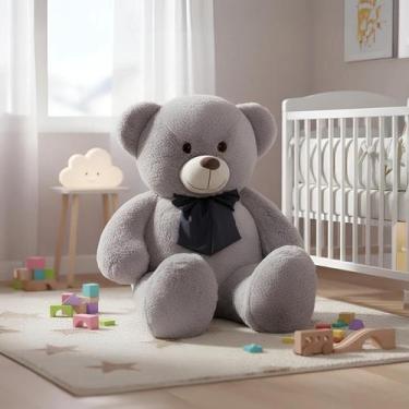 Imagem de Urso Pelúcia Teddy Médio Anti Alérgico Tamanho Ideal Laço Removível - 