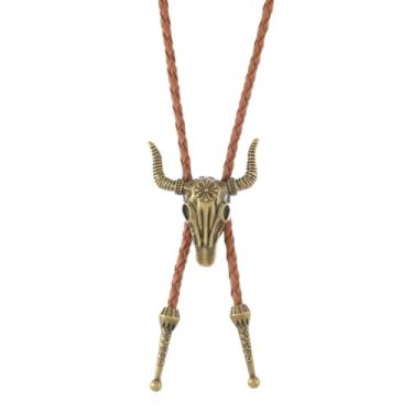 Imagem de Dlknp Colar de cavalo ocidental de couro, cowgirl, acessórios de fantasia, joias ocidentais, 15.75-31.5 inches, Zinco, Sem Pedra Preciosa