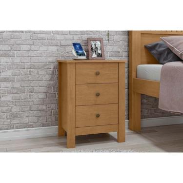 Imagem de Mesa Cabeceira Maggiore c/ 3 Gavetas Rovere/Amêndoa - Lopas