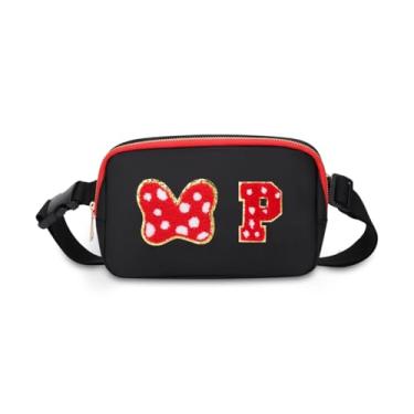 Imagem de Pochete com laço de mouse com letra inicial, presentes fofos de aniversário de Natal para meninas, filhas, mulheres, bolsa transversal à prova d'água para meninas, bolsa de cinto personalizada para