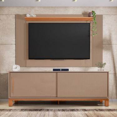 Imagem de Painel Tv 65 Pol 180cm Com Rack Bancada Para Sala Visari Marrom/freijó C01 - D`rossi