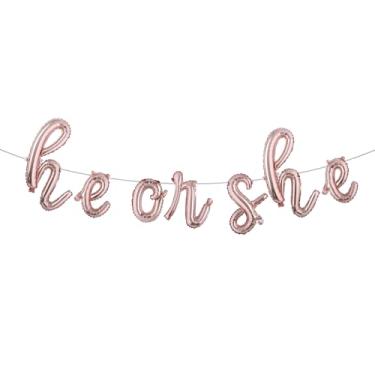 Imagem de Gender Reveal Balloons Christmas He or She Baking Party Decoration Boy or Girl Baby Shower Decoration Supplies Favors Photobooth Props (L HE OR SHE Rose Gold)