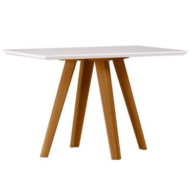 Imagem de Mesa De Jantar Para 4 Lugares 1,20m Tampo Mdf Com Vidro Mariah Ypê/off White - New Ceval