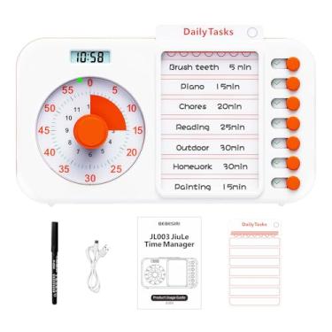Imagem de BEBESIRI Timer Visual para Crianças com TDAH & Quadro de Planejamento | Relógio de Contagem Regressiva Silenciosa de 60 Minutos para Sala de Aula, Casa, Escritório | Ferramenta de Gestão de Tempo