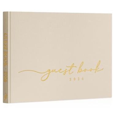 Imagem de Lanpn Livro de convidados de casamento 2026 - Livro de visitas Polaroid capa dura de linho recepção de casamento com 108 páginas em branco para login e fotos - Livro de visitas para casamento, chá de