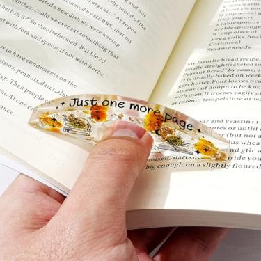 Imagem de Marcador de livro de resina de flor de aniversário personalizado, marcador de livro para presentes de aniversário de Natal, acessórios de leitura de anel de polegar feitos à mão com flor personalizada