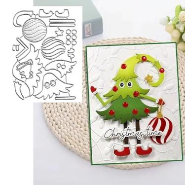 Imagem de Moldura de bola de árvore de Natal, estêncil de matriz de corte de metal, estêncil de corte de matriz de corte de Natal, faça você mesmo, cartões de álbuns, álbum de fotos, artesanato, matrizes de