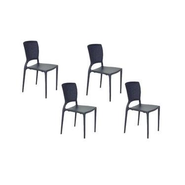 Imagem de Conjunto de 4 Cadeiras Plásticas Tramontina Safira Grafite