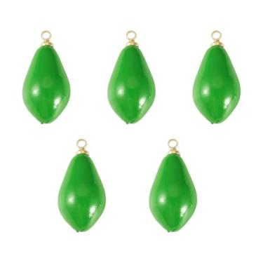 Imagem de 5 peças pingentes de resina de pera 3D pingentes opacos de frutas com laço para fazer joias, pulseiras, colares, brincos, chaveiro, 20 x 10 mm, orifício: 1,4 mm