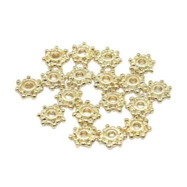 Imagem de 20 peças de contas espaçadoras de latão, contas soltas em forma de flor banhadas a ouro 18K verdadeiro, berloque de fabricação de joias em massa para colar, pulseira, brinco e artesanato DIY, 7,5 x 2
