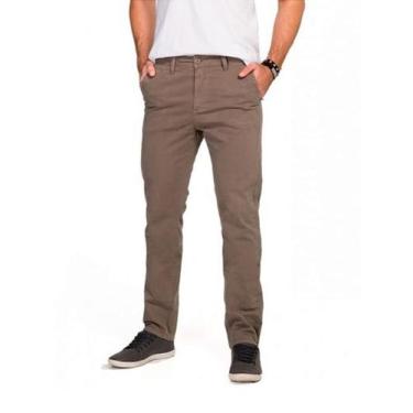 Imagem de Calça Masculina de Sarja Esporte Fino com Bolso Embutido Marrom Claro 