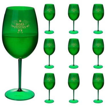 Imagem de Taças Vinho Acrílico 600ml Boas Festas Taça Vinho 10pçs - NEOPLAS, VER