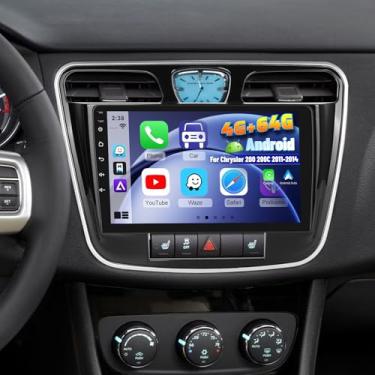 Imagem de [4G + 64G] Rádio automotivo Volxcereo para Chrysler 200, 200C, 2011, 2012, 2013, 2014, 22.9 cm, Android Touchscreen, estéreo com Carplay/Android Auto, GPS, WiFi, Bluetooth, SWC, HiFi, FM/RDS