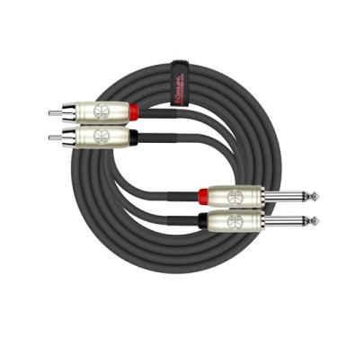Imagem de Cabo Kirlin AP-403PR-06/BK - 1,8 m - Cabo de patch duplo RCA para duplo 0,6 cm