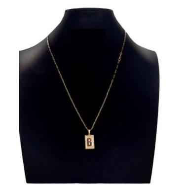 Imagem de Colar Carti Fecho 2mm com a inicial B 1,5X2cm - A.R Variedades MT