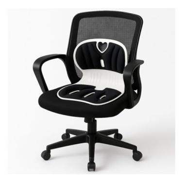 Imagem de Almofada Ergonômica Com Apoio Lombar, Estofada Para Cadeira (Preto)