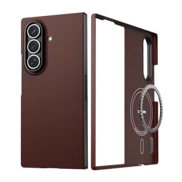 Imagem de Capa Thinborne compatível com Samsung Galaxy Z Fold 7, [fibra de aramida 600D] [magnética] [ultrafina] [estilo minimalista] [texturas de fibra de carbono] - vermelha