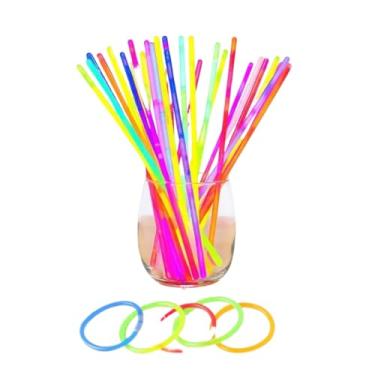 Imagem de Kit com 100 Pulseiras Neon Fluorescentes Alto Brilho que Brilham no Escuro para Festa, Balada e Eventos