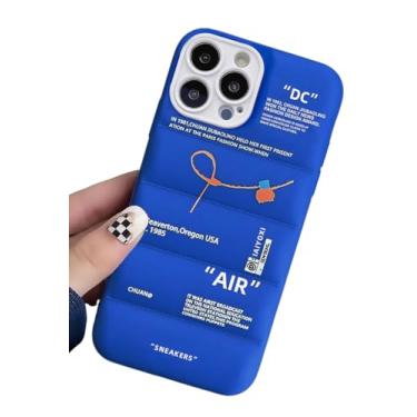 Imagem de IAIYOXI Capa Puffer com design de marca de calçados esportivos para iPhone 15, tênis branco ou preto etiqueta capa macia - capa bufante preta para iPhone modelo 15 14 13 12 11 Pro Max Plus X XS XR 7 8 (azul)