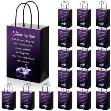 Imagem de Tinlade 18 peças de lembrancinhas de funeral para convidados sacos de presente de funeral com alças reutilizáveis impressão de lírio sacos de lembrancinha de simpatia presente de luto para celebração