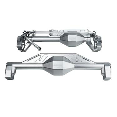 Imagem de BeaxTurbo Racing Upgrade Parts CNC Aluminum 7075 Front&Rear Axle housing&Steering Links kit/with an Aluminum Cover-Does not Contain Internal Transmission Components for Axial AXP8 Gilamon 1/8 Silver