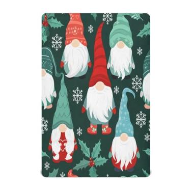 Imagem de Qilmy Lençóis de berço de Natal com barba de gnomo, macio, respirável, elástico, lençol com elástico para meninos e meninas, mini berço 132 cm x 71 cm capa de colchão infantil portátil
