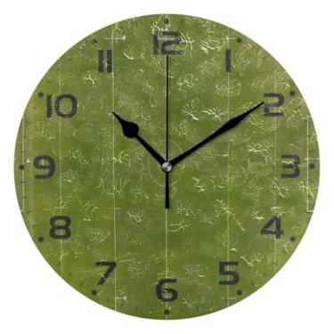 Imagem de Qilmy Relógio de parede pequeno moderno para chão esportivo, 25 cm, operado por bateria, silencioso, sem tique-taque, relógio decorativo para casa, escritório, escola, quarto, banheiro e cozinha