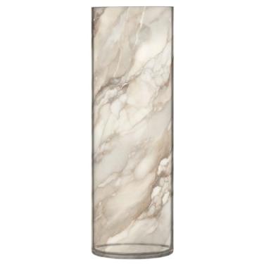 Imagem de JUZIHAI Vaso de textura de mármore para flores 9,9 cm x 30 cm Cilindro de plástico moderno vaso de flores para decoração de casa de centro de mesa de casamento