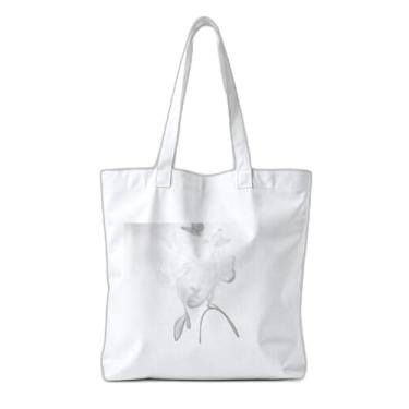 Imagem de Kit 10 Sacola Ecologica Charmosa Reutilizável 38x41.5cm Com Estampa Rosto Feminino e Borboletas