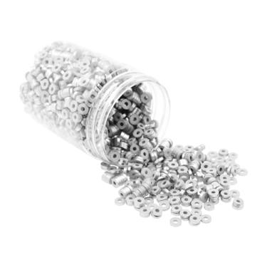 Imagem de Mandala Crafts Kit de contas de argila de polímero prata de 4 mm para pulseiras da amizade - 6000 contas de prata Heishi contas de disco para fazer joias espaçadores redondos - contas planas para