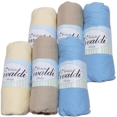 Imagem de Kit 6 Lençol Bebê Berço Americano com elástico 100% algodão coleção Vi