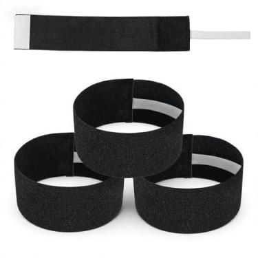 Imagem de 3 pulseiras pretas de braço, 6 × 34 cm, braçadeiras elásticas de capitão para futebol, basquete, vôlei, faixas de luto ajustáveis para funeral