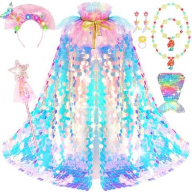 Imagem de Conjunto de presentes Princess Dress Up Cape LIMIROLER para meninas de