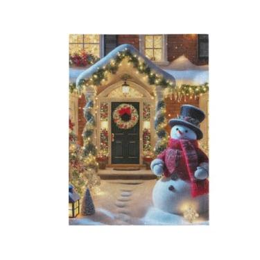 Imagem de Bandeira de quintal de véspera de Natal com neve dupla face 30,5 x 45,7 cm, bandeiras para uso externo, pequenas bandeiras para decoração externa