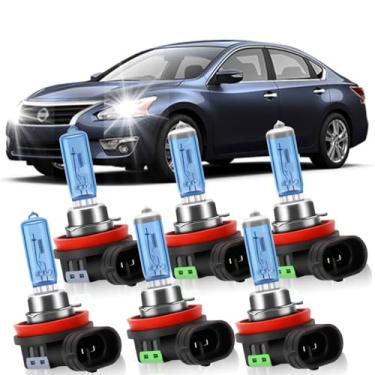 Imagem de Lâmpadas de farol de halogêneo atualizadas para Nissan Altima 2007 2008 2009 2010 2011 2012 2013 2014 2015 2016 2017 2018, H9 H11 Farol alto baixo e farol de neblina combo, 6000k branco, 3 00% de