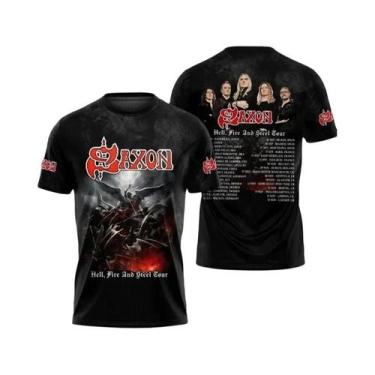 Imagem de Camiseta Unissex Oversized Hip Hop Com Estampa 3D Da Banda Rock Saxon,