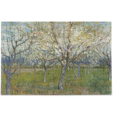 Imagem de Vincent Vangogh Quebra-cabeças para adultos com estampa de amendoeira, 1000 peças, paisagem, arte animal, arte privilegiada, para amantes de elefantes brancos, presentes, 75 x 50 cm