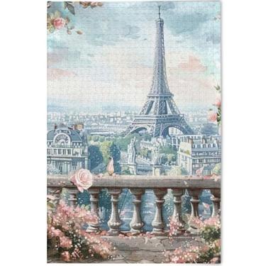Imagem de Quebra-cabeça Paris City Roses Eiffel adultos 500 peças família elefantes brancos presentes cena natureza quebra-cabeça personalizado animal arte pintura, 52 cm x 37,8 cm