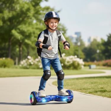 Imagem de ANJ.GG Hoverboard Infantil Skate Elétrico 6.5", LED Bluetooth, Bateria Grande Capacidade, 15 km/h, Uso Interior/Exterior, 29 kg, com Adaptador e Manual, 65x25x29 cm