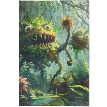 Imagem de Quebra-cabeças personalizados de aventura de monstros da selva 500 peças para animais adultos arte floral quebra-cabeça cena de outono amigos família jogos presentes, 52 cm x 37,8 cm