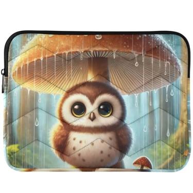 Imagem de Capa protetora para notebook com cogumelo coruja fofa para MacBook Air 13 polegadas, capa universal para laptop de 13 a 14 polegadas fofa