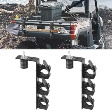 Imagem de DSISIMO Suporte de montagem de ganchos de ferramenta duplo compatível com UTV Polaris Ranger 1000 xp 900 800 700 500 570 General 1000 com furo de 4,5 cm de montagem em cama de carga com furo de 4,5 cm