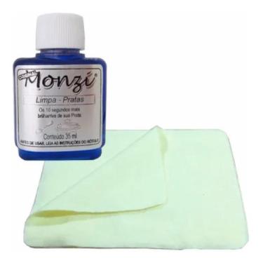 Imagem de 1 Liquido Limpa Prata 35 Ml Monzi + 1 Flanela Magica, 35 ml, Liquido