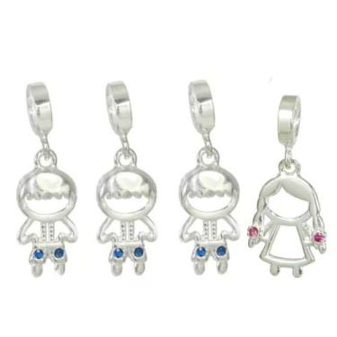 Imagem de 4 Berloque Pingente Prata Legitima Menino Menina Filha Filho - Lojas L