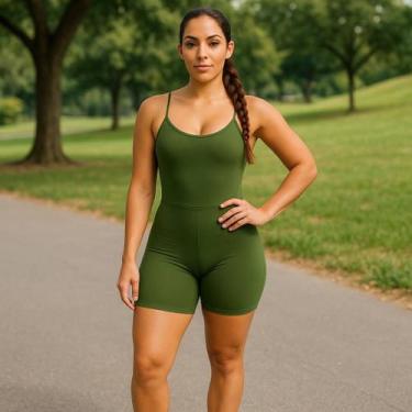 Imagem de Macaquinho Fitness Feminino Alça Fina Zero Tranparência  Academia, Tre